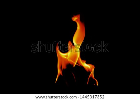 Fire flame isolated on black isolated background Beautiful yellow, orange and red and red blaze fire flame texture style, Fire flames collection isolated on black background