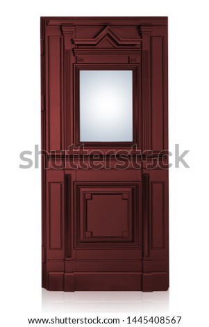 Wooden door isolated on white background