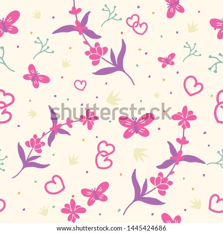 lavender and flower repeat pattern seamless,fabric textile print design,packaging ,background