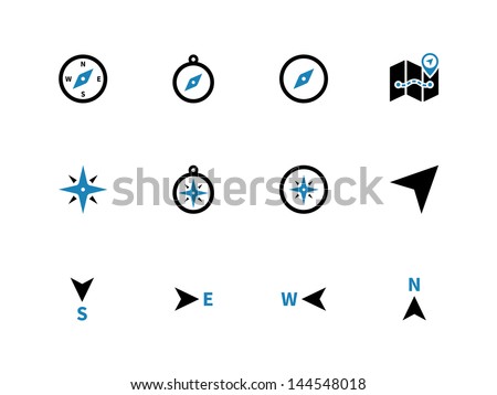 Compass icons on white background. Vector illustration.