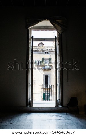 Window view in Naples Italy 