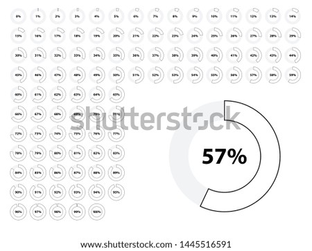 Circle percentage diagrams from 0 to 100. web design, infographic,  interface, presentation. Vector percentage diagram. loading icon