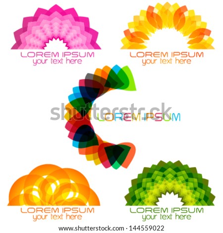 abstract flower icons, beautiful sunflowers, design elements, logo set