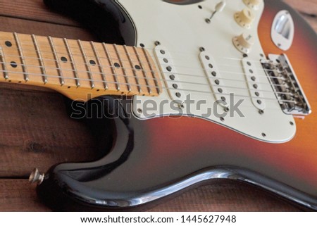 Electric guitar color sunburs with amplifier