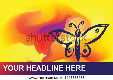 Spring Butterfly Insect of Nature Icon. Creative Abstract Art Background with Color Yellow, Red, Violet. Graphic Design Concept, Flat, Line, Element, Vector Illustration EPS 10.