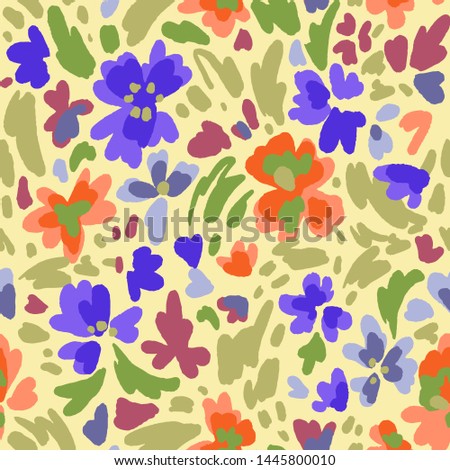 Creative floral seamless pattern with flowers. Hand drawn artistic background.