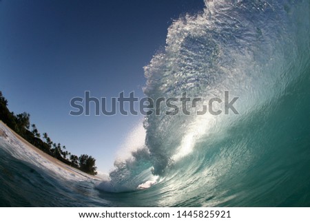 blue evening shore break wave