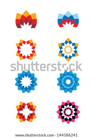 Set of flower abstract logos. Icons for any type of business. Vector