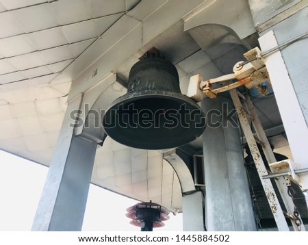 Large chime bell metal hanging on the ceiling of the building buying a great image background architecture of church bell in industrial architectural design church bell.