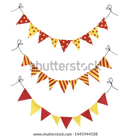 Festival flags red- yellow white isolated