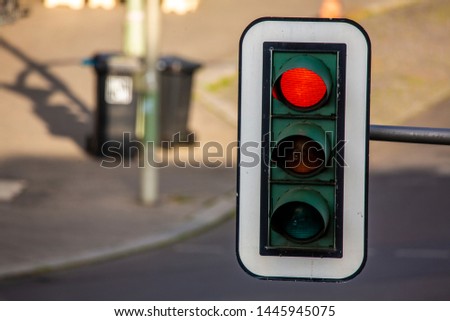 Close up on a red german traffic light