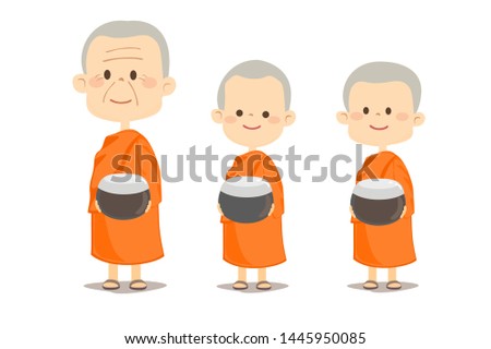 Cartoon Thai Buddhist Monk Character Vector