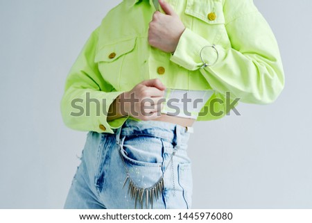 stylish clothes green jeans fashion