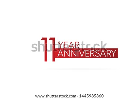11 Year Anniversary Red Color with White Text, For Invitation, banner, ads, greeting card - Vector