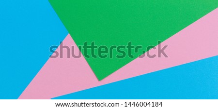 Abstract geometric shape light blue, green, pastel pink color paper background
