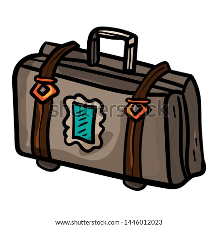 Travel bag ready for vacations. Carryon. Vector hand drawn doodle. Sketch style. - Vector. Vector illustration