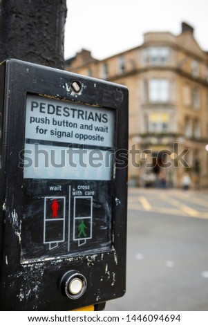 pedestrian button with a blurred background
