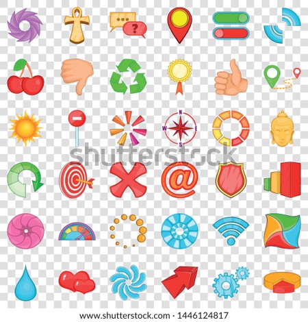 Element icons set. Cartoon style of 36 element vector icons for web for any design