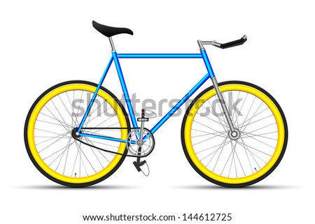 Bicycle fixed gear. Blue and yellow