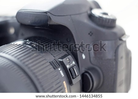 professional camera with a lens close up