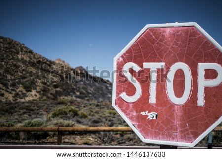 STOP sign, mount Teide national park