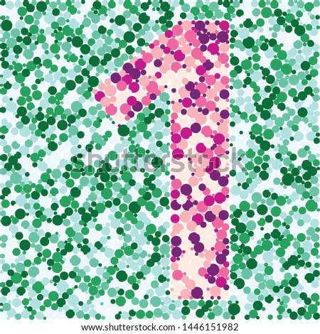 Digit 1 color distributed circles dots illustration