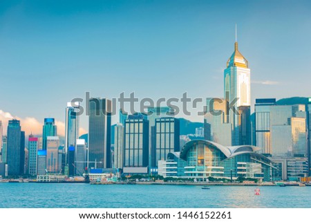 Hong kong skyline. Located in Victoria Harbour, Hong Hong.