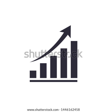 growing graph, bar chart, Flat icon isolated on the white background, flat design vector illustration.