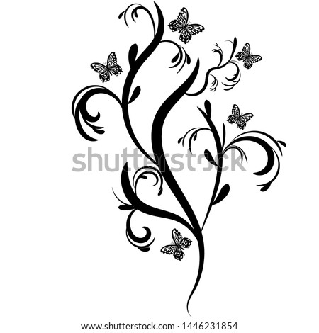 a beautiful pattern of butterflies and swirls background vector