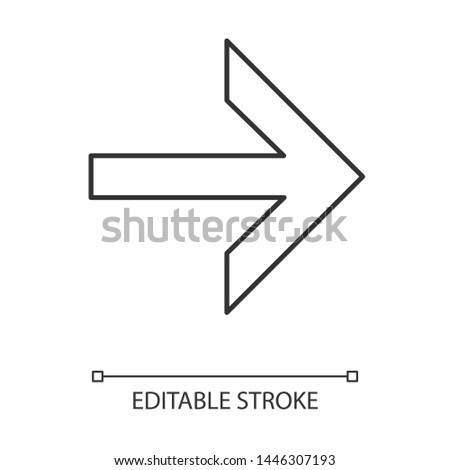 Forward arrow linear icon. Next. Right arrow. Computer keyboard button. Motion indexer, indicator, designator. Thin line illustration. Contour symbol. Vector isolated outline drawing. Editable stroke