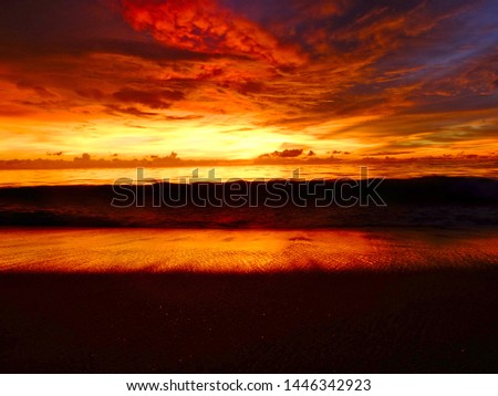 Blurred photo,Abstract beautiful seascape with motion blur sky and sea at dramatic colorful sunset.Background concept.Composition of nature