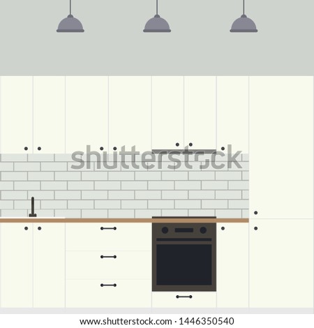 Flat illustration kitchen. Kitchen interior in the Scandinavian style