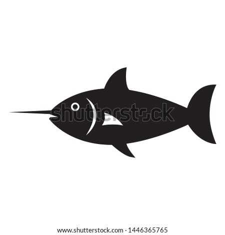 Swordfish line icon design. Icon swordfish flat design. Icon fish simple vector. Vector illustration.