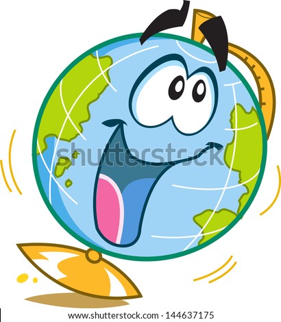 Happy Fun Globe Cartoon Character