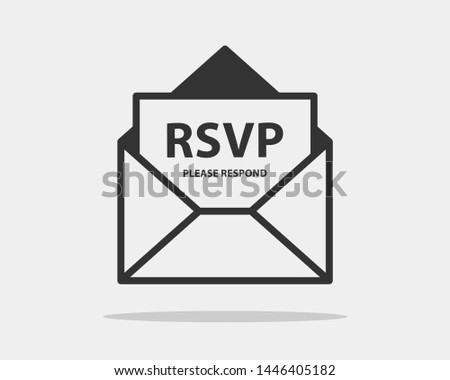 RSVP icon vector. Please respond letter in envelop. Answer on mail concept Royalty-Free Stock Photo #1446405182