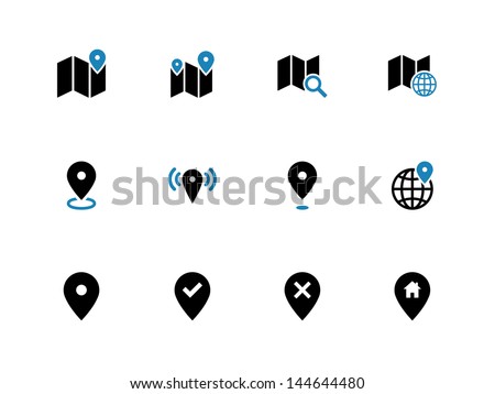 Map icons on white background. GPS and Navigation. Vector illustration. Royalty-Free Stock Photo #144644480