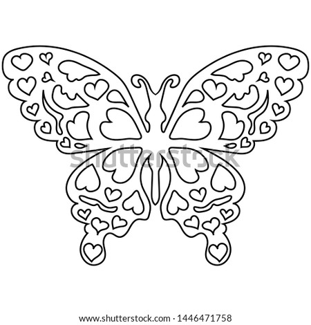 insect butterfly outline vector. nature coloring book