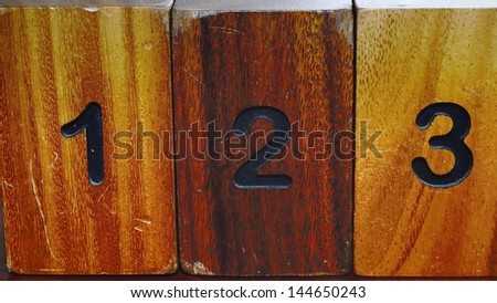 Wooden cubic alphabet Number 1,2,3