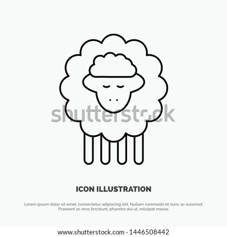 Mutton, Ram, Sheep, Spring Line Icon Vector