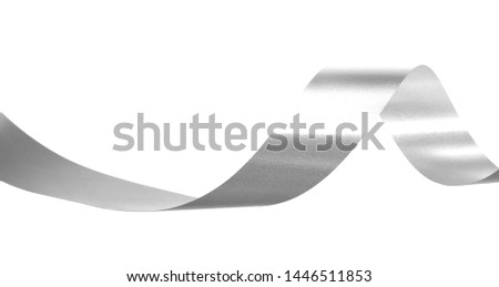 Silver ribbon roll isolated on white background