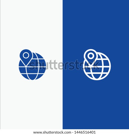 Location, Map, Globe, Internet Line and Glyph Solid icon Blue banner