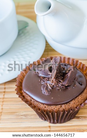 Chocolate cupcake on the table