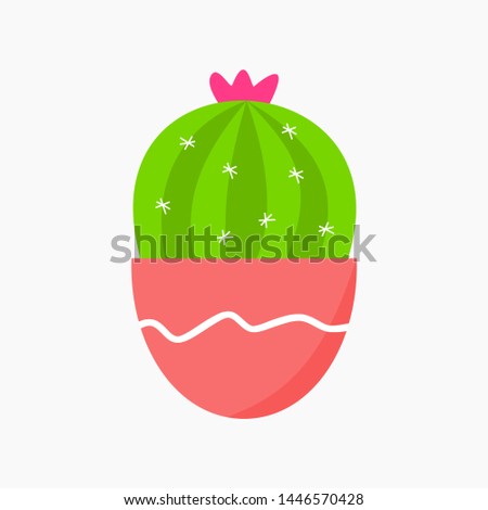 Cute cactus in pot. Vector illustration.