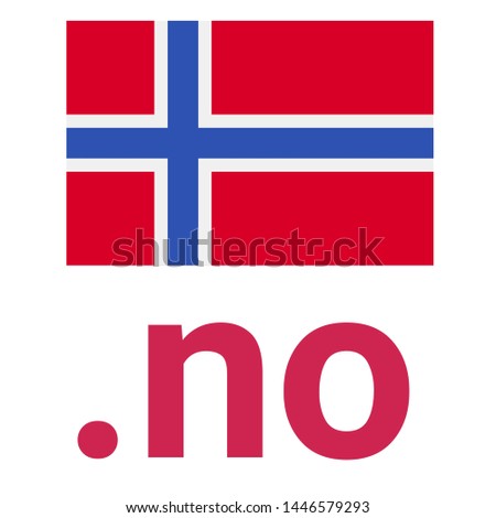Flag of Norway and Internet Domain Name. Illustration, Icon, Logo, Clip Art or Image for Information Technology, Computer, Gadget or Smartphone Topics. Browsing with High Speed Internet Access in Oslo