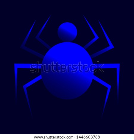 spider silhouette on blue background, dark logo