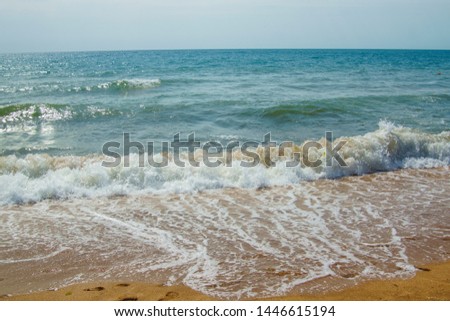 landscape paradise coast of waves and sand on the sea beach