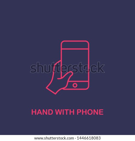 Outline hand with phone icon.hand with phone vector illustration. Symbol for web and mobile