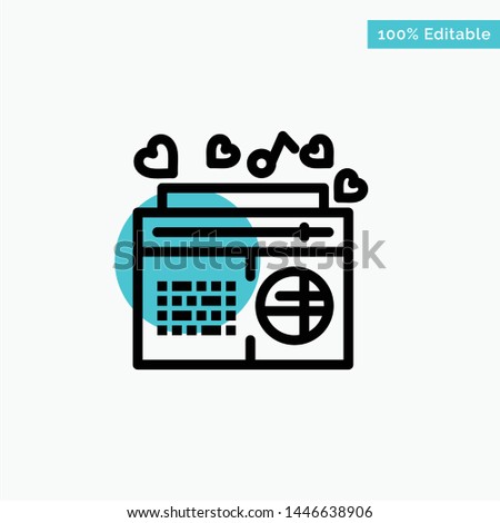 Radio, Music, FM, Speaker, Songs turquoise highlight circle point Vector icon