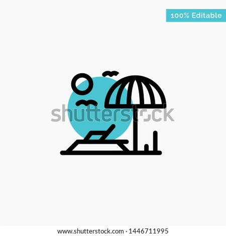 Beach, Sunbed, Vacation turquoise highlight circle point Vector icon