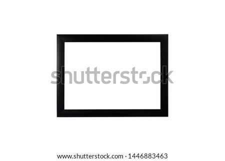 Black wood photo frame isolated on white background.